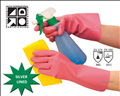 Pink Silver Lined Rubber Gloves